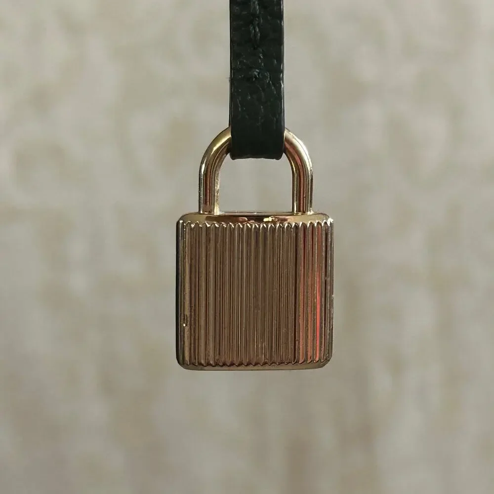 Michael Kors Gold Tone Padlock Dark Green Leather Strap Bag Charm Replacement